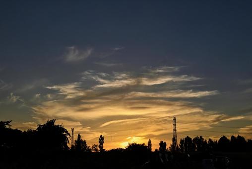 夕焼け 2025/8/13 夕焼け,夕暮れ,夕方の写真素材