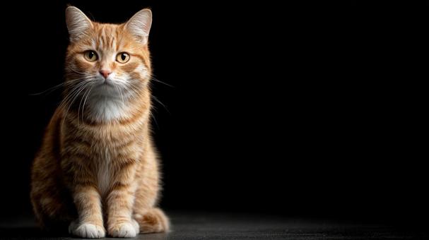 座る猫とコピースペース 座る猫とコピースペースの写真