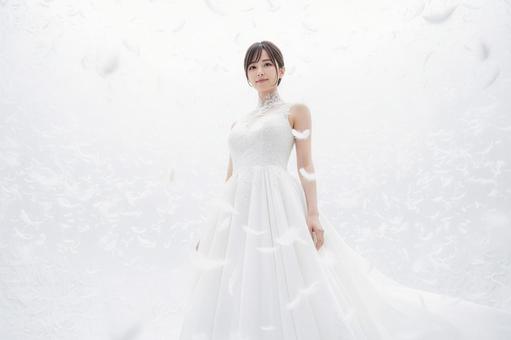 女性の周りに羽が舞う 美容CMワンシーン 女性の周りに羽が舞う 美容CMワンシーンの写真