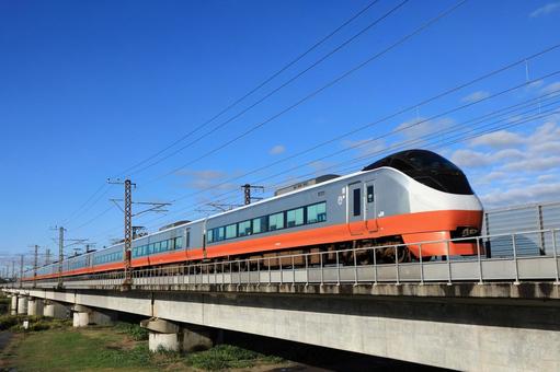 架橋を走る特急ひたち 鉄道,列車,電車の写真素材