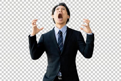 怒りとストレスで叫ぶ男性 背景透過PSD 男性,人物,ビジネスの写真素材