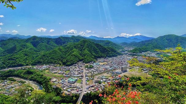 岩殿山 岩殿山 山,登山,景色の写真素材