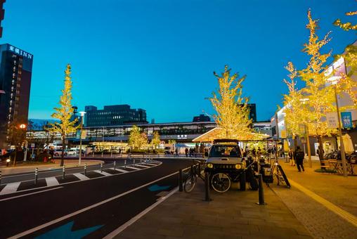 【佐賀】佐賀駅の周辺　イルミネーション 佐賀駅,佐賀,駅前の写真素材