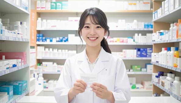 笑顔で働く薬剤師 笑顔で働く薬剤師の写真