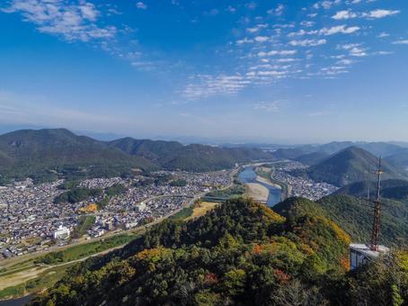 【岐阜県】岐阜市・岐阜城からの風景 長良川,岐阜城,天守閣の写真素材
