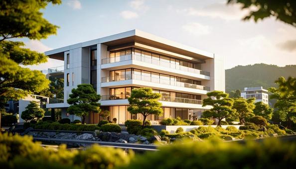 4階建ての近代的な建物 4階建ての近代的な建物の写真