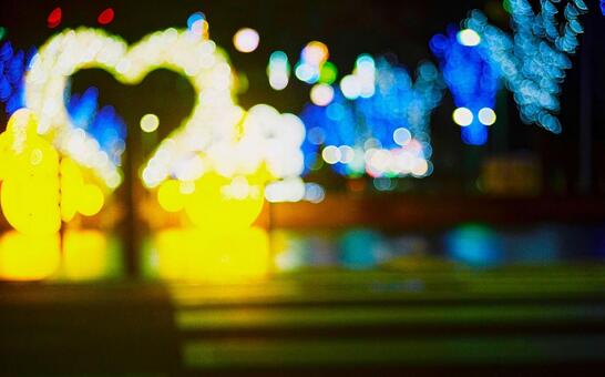 ぼやかしたイルミネーション 幻想的,夜,夜景の写真素材