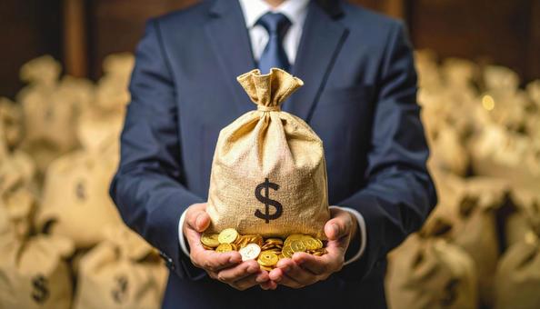 貯金イメージ ビジネスマンの手にあるお金 貯金イメージ ビジネスマンの手にあるお金の写真