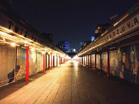 浅草寺 浅草寺 参道,商店,夜の写真素材