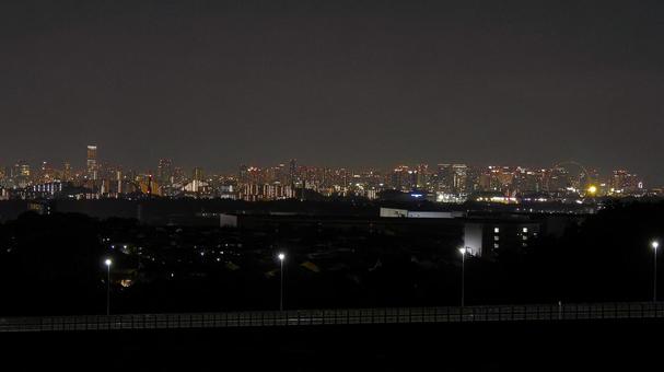 「ダムパークいばきた」から見た夜景 夜景,ビル群,電灯の写真素材