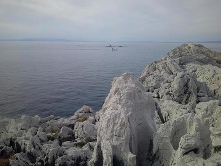 白崎海洋公園 白崎海洋公園,白い石灰岩,海の写真素材