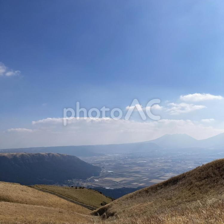 大観峰〜阿蘇 山,景色,空の写真素材