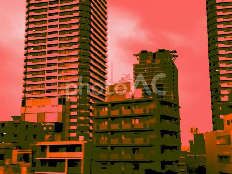 暗雲たちこめるビル群 都市,何人もありません,建築の写真素材