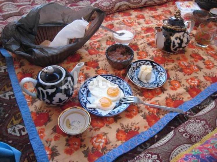 世界遺産の街ブハラ　朝食 朝食,遊牧民,伝統の写真素材