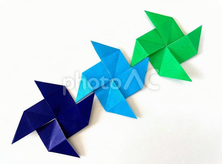 折り紙作品（かざぐるま）３ かざぐるま,折り紙,作品の写真素材