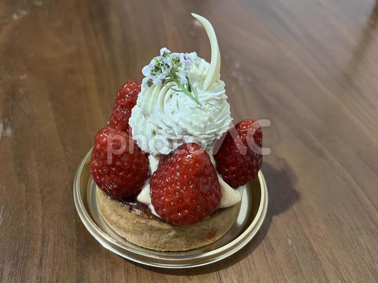 苺のタルト　横真ん中 いちご,いちごタルト,タルトの写真素材