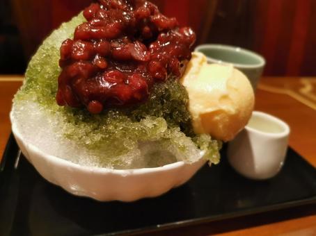 宇治抹茶かき氷 カフェ,cafe,喫茶店の写真素材