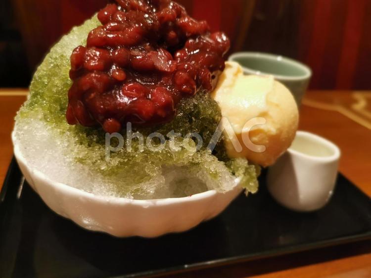 宇治抹茶かき氷 カフェ,cafe,喫茶店の写真素材