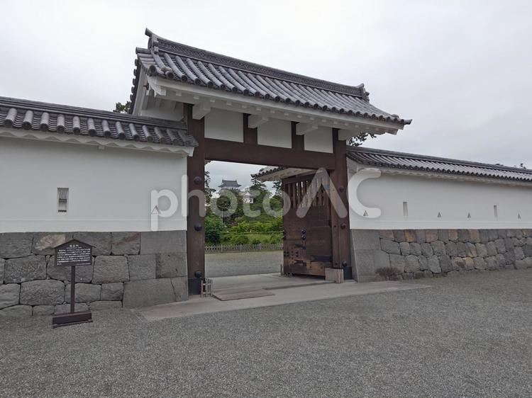 馬出門から臨む小田原城 小田原城,馬出門,石垣の写真素材