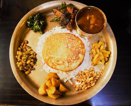 カジャセット　2 カジャ,ネパール料理,ネワール料理の写真素材