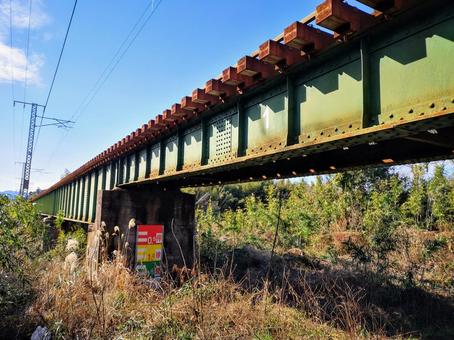 田舎の線路 風景,線路,鉄橋の写真素材