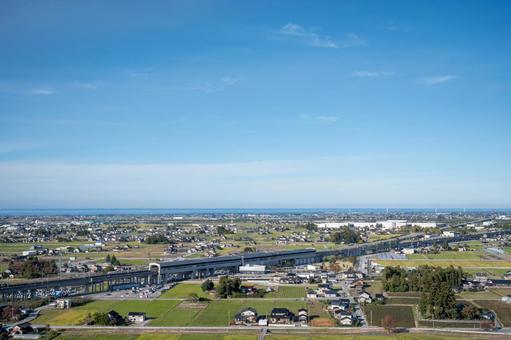 新幹線の線路が見える風景 新幹線の線路が見える風景 空,風景,晴れの写真素材