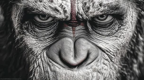 知性を感じるチンパンジーの瞳 知性を感じるチンパンジーの瞳の写真