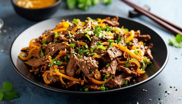 牛肉の細切り味噌炒め 中華料理 牛肉の細切り味噌炒め 中華料理の写真
