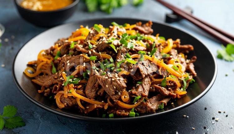 牛肉の細切り味噌炒め　中華料理 細切り,味噌炒め,金醤牛肉絲の写真素材