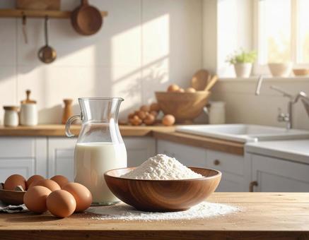 お菓子作りの準備 お菓子作りの準備の写真