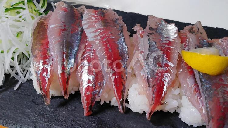 鯵のにぎり寿司 魚,魚介類,寿司の写真素材