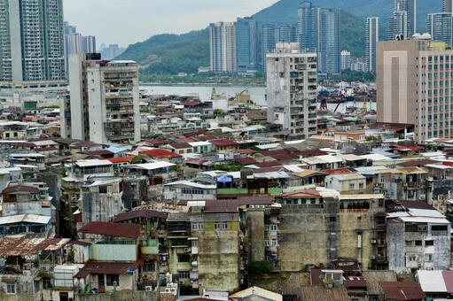マカオの街並み④ マカオ,歷史城區觀光走廊,街並みの写真素材