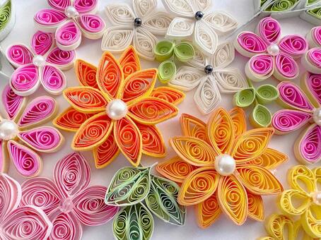 ハンドメイド　ペーパークイリングの花 ペーパークイリング,花,ハンドメイドの写真素材