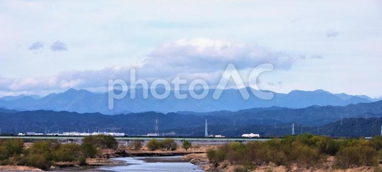 大井川上流の鉄橋のある風景 川,流れ,水の写真素材