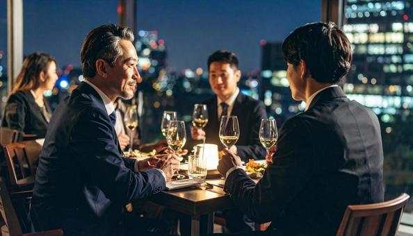 日本人ビジネスエリート男性だけの会食 日本人ビジネスエリート男性だけの会食の写真