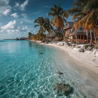 青い空と広がるトロピカルビーチの写真