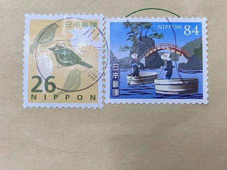 切手　消印　使用済み切手　記念切手 切手,消印,使用済み切手の写真素材