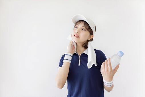 テニス　女性　休憩 テニス,女性,日本人の写真素材