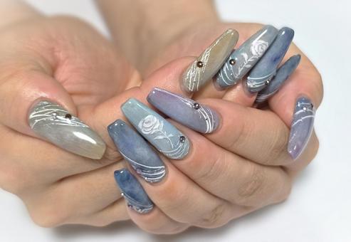 薔薇ネイル 薔薇ネイル ネイル,バラ,白薔薇の写真素材