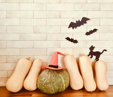 ハロウィンのかぼちゃとコウモリと黒猫 ハロウィンのかぼちゃとコウモリと黒猫 ハロウィン,かぼちゃ,コウモリの写真素材