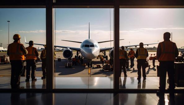 航空機を的確に誘導するマーシャリング業務 航空機を的確に誘導するマーシャリング業務の写真