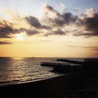 海と夕焼け 海と夕焼けの写真