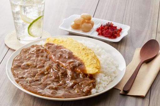 オムレツカレー オムカレー,カレーライス,オムレツの写真素材