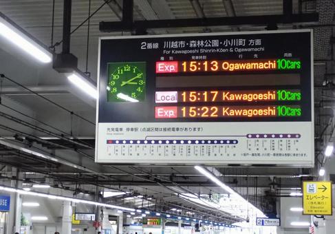 東武東上線川越駅の行先表示板 行先表示板,電光掲示板,案内表示の写真素材
