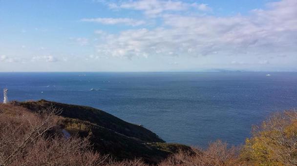 Blue sea and cape scenery, JPG