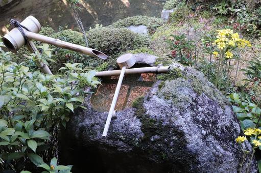 洛北蓮華寺　手水鉢 蓮華寺,洛北,帰命山の写真素材