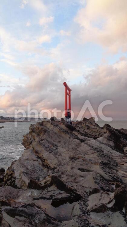 波立海岸・弁天島 風景,鳥居,海の写真素材