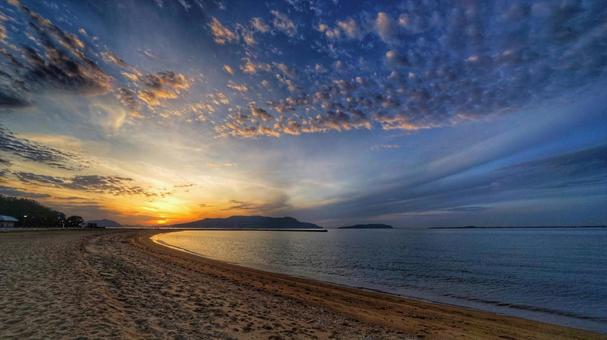 姪浜の夕暮れ 福岡,姪浜,夕焼けの写真素材