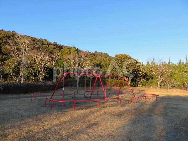 夕方の公園（冬） 夕方,日暮れ,公園の写真素材