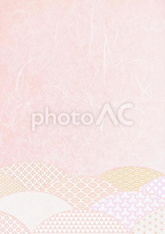 桜色和紙和柄パターンテクスチャ背景素材-縦長 背景,和風,和柄の写真素材